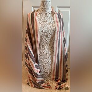 J.Crew NWT Women’s light-weight Cotton/Wool blend stripe wrap with arm holes
